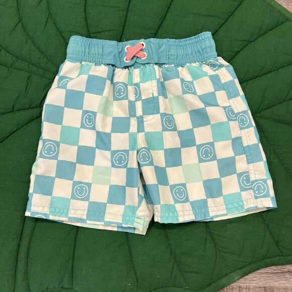 Cat & Jack 4T Smiley Check Checkered Swim Trunks - Picture 1 of 5
